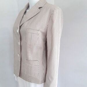 BERNARD ZINS PARIS BEIGE/WHITE STRIPE 3 POCKETS JACKET 12